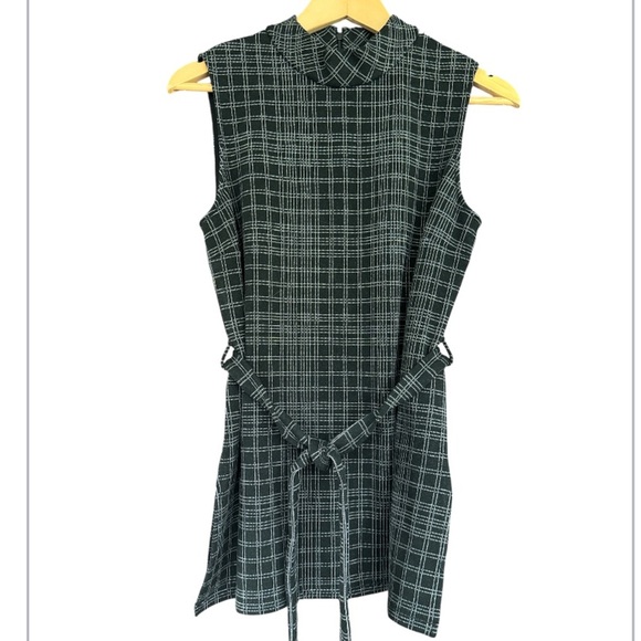 Theory tunic mock neck sleeveless sash belted waist stretch medium - Picture 2 of 7